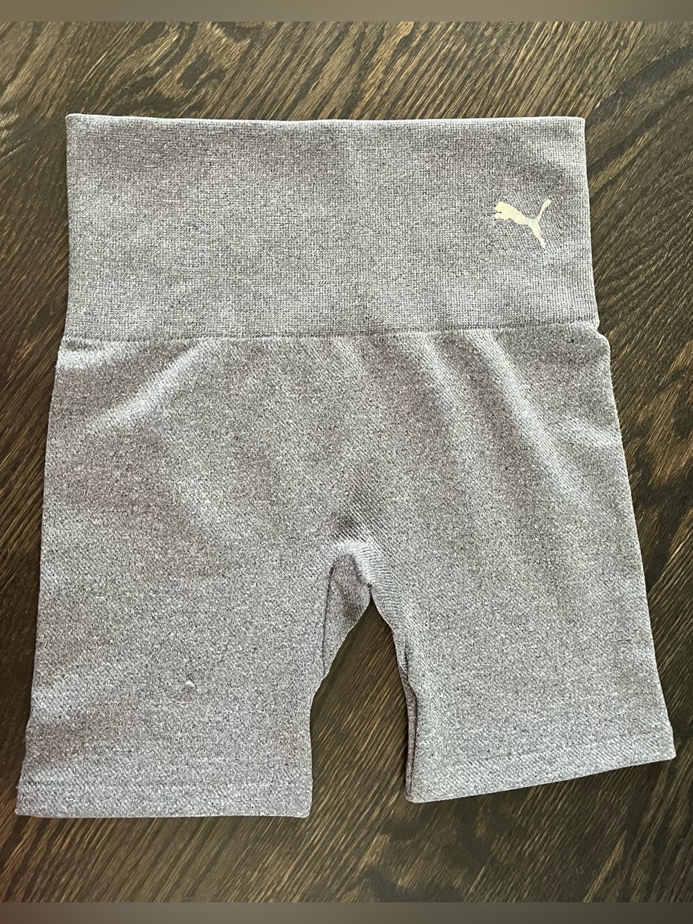 Puma Heather Gray High-Waist Stretch Workout Bike Shorts Size S